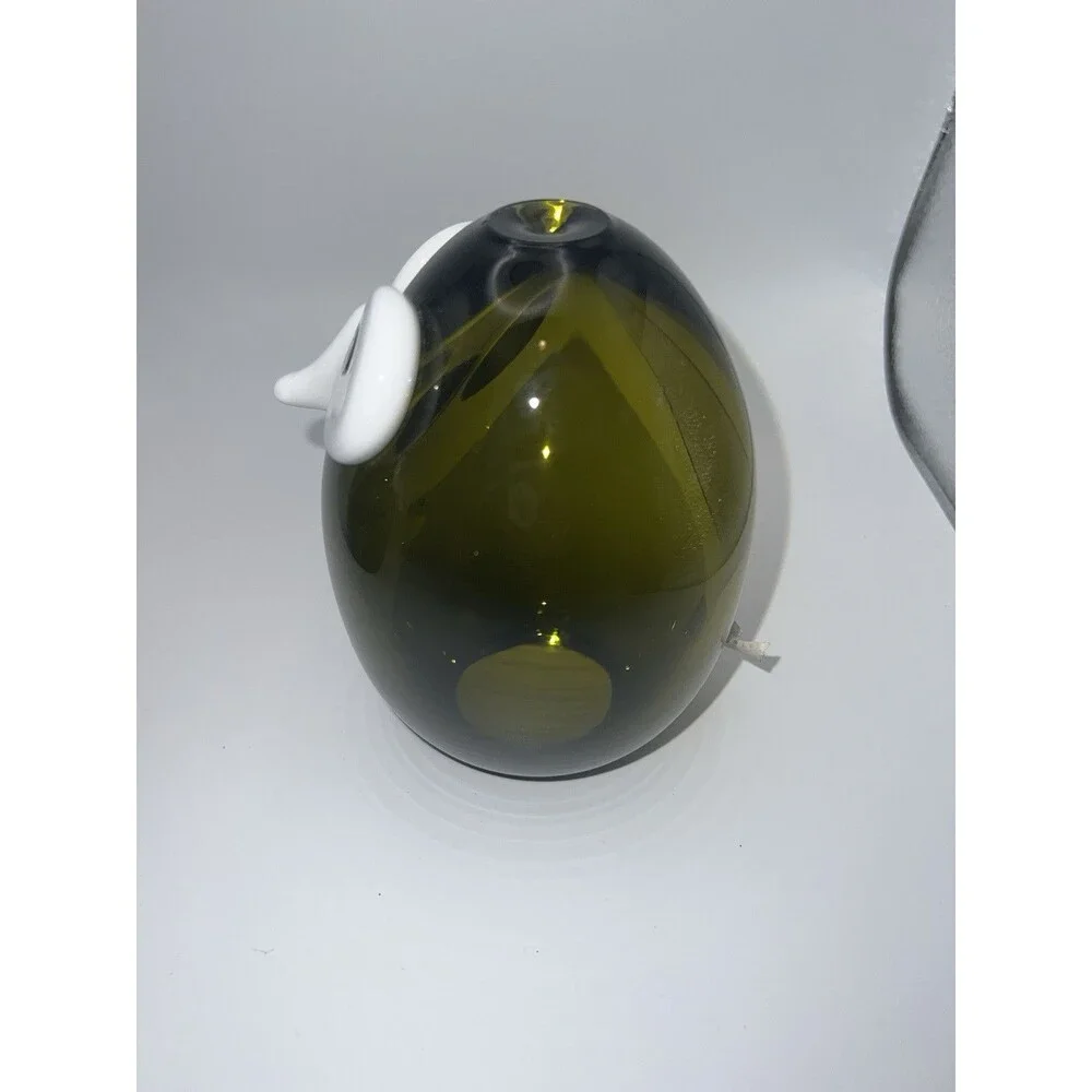 Crate & Barrel Hand Blown Glass Owl Figurine Paperweight Whimsical MCM Kitch Vtg